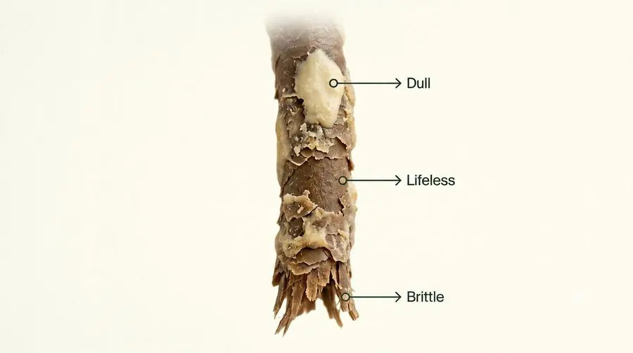 Damaged hair strand - dull, brittle, lifeless